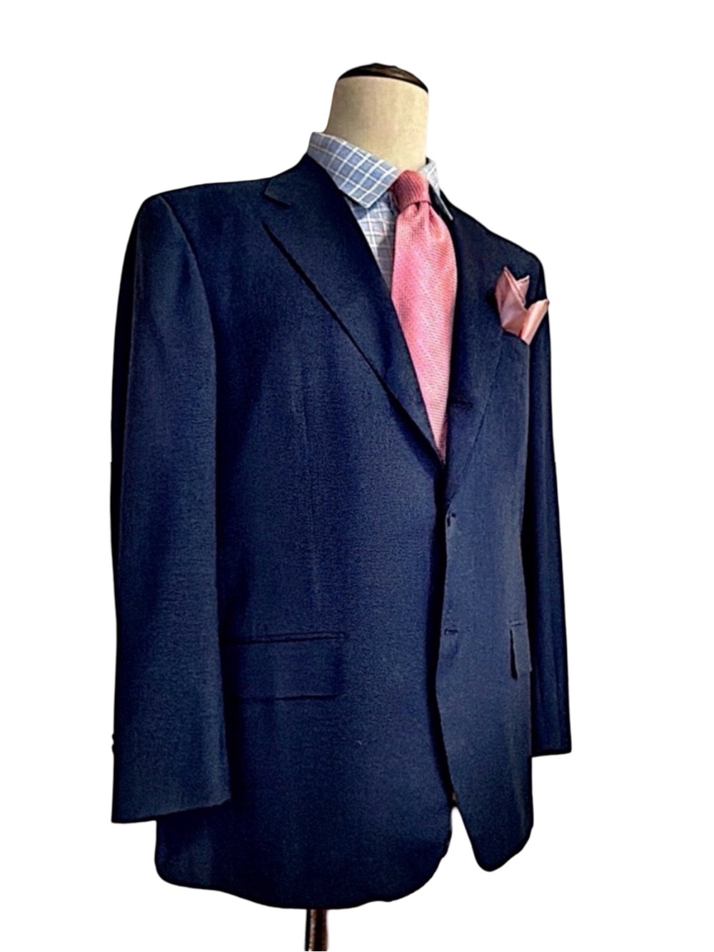 Bijan Men’s Navy Micro-Check Suit | Super 100’s Wool | Luxury Italian Tailoring - Picture 4 of 13
